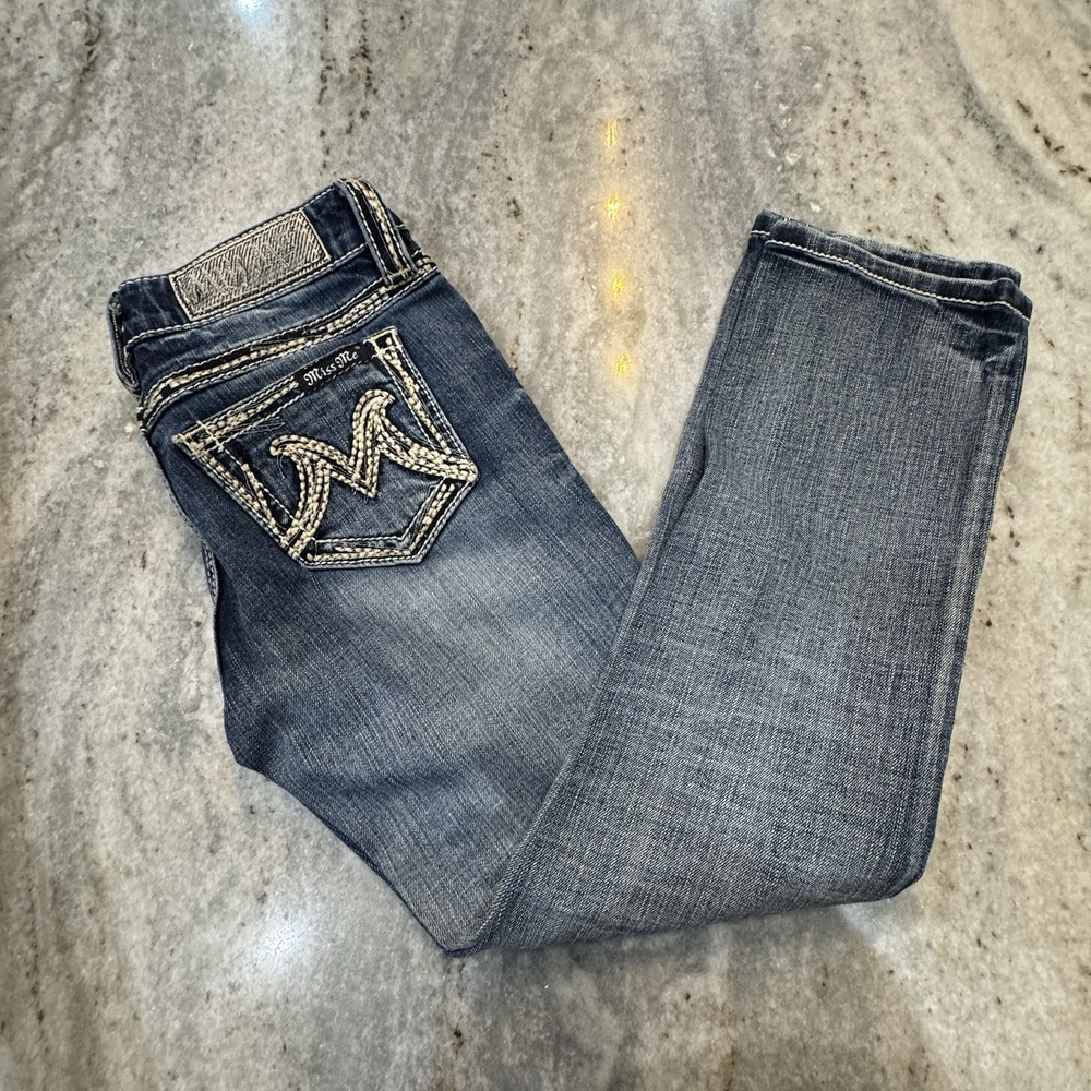 Miss Me X Buckle Easy Capri Distressed Jeans Low Rise Embroidered Sz 28x26 Y2K